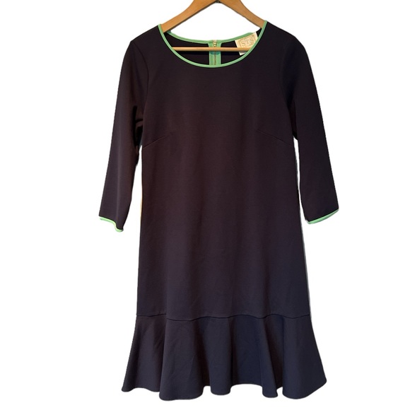Sail to Sable navy blue ruffle bottom 3/4 sleeve dress size 6 - Picture 1 of 4